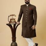 Classic Cocoa Brown Achkan for Men | Elegant Ethnic Wear | Jaipurio